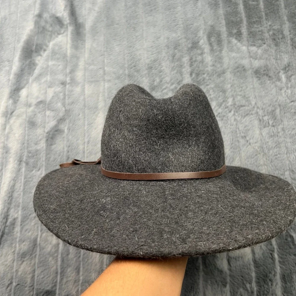 Banana Republic Mens Gray Wool Fedora Wide Brim Hat M/L RN 54023